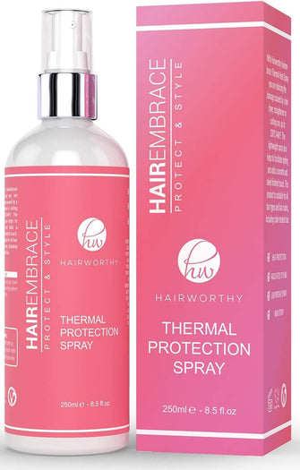 Hairworthy Hairembrace Heat Protection Spray for Thermal Styling. Restore Shine to your Hair, Anti-Frizz, Protect & Style.