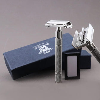 Haryali London Butterfly Safety Razor - Double Edge Safety Razor - Steady Grip Handle - Metal and Steel Finish - Reusable Safety Razor - Women and Men Suitable