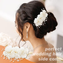 inSowni 16 Pack Decorative Ivory Wedding Flower Hair Side Combs+Bridal Flower U-shaped Hair Pins+Twist Spiral Pearl Hair Pins Pieces Headpieces Accessories for Brides Bridesmaids Women Flower Girls