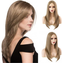 iShine Long Straight Ash Blonde Wigs for Women Layered Blonde Lace Wig Natural Synthetic Hair Blonde Wigs for Party Cosplay Daily Use