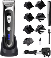 Hair Clipper Set Cordless, Electric Hair Trimmer Rechargeable Waterproof Mens Grooming Kit Hair Cutting Machine with LED Display Ceramic Blade Hair Shaver Beard Trimmer 2 in1 for Men Kids Barbers