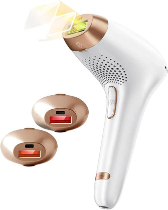 IPL Hair Removal Device Cordless Laser Hair Remover,3 Treatment Heads,5 Energy Levels,2 Modes,300,000 Flashes,OLED HD Display,Painless Permanent Device for Women and Men,Body,Face,Bikini,Underarms