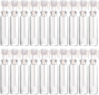 Lurrose 50pcs 1ml Perfume Sample Bottles Empty Mini Glass Bottles With Drop For Home Travel Essential Oils Aromatherapy Fragrance Refillable Containers