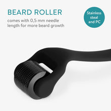 Navaris Beard Roller - Facial Hair Growth Grooming Tool for Men Face Hairs Derma Regrowth - Dermaroller for Mens Facial Hairs with Storage Box