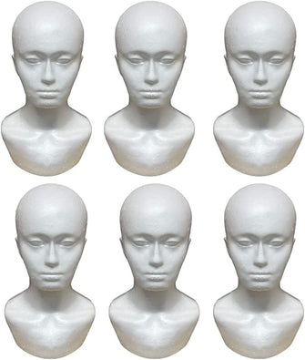 ican Foam Wig Head ,female Mannequin Wig Holder Stand White Polystyrene Foam Head x 6