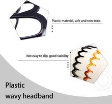 2 PCS Wide Tooth Headbands, 2 PCS Fine Tooth Headbands, Plastic Wavy Headbands, M-Shaped Headbands for Boys and Girls, Suitable for Washing, Sports, Shopping. Black, Amber