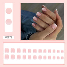 24Pcs Press On Nails - Nude Pink Short Length Fake Nails - Square False Nails with Glue - Fashion Fake Nails for Women Girls