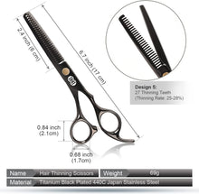 Hairdressing Scissors, CIICII Professional Hair Scissors Set (6.5 Inch Haircut Thinning Grooming Scissors for Hair Cutting Kit) for DIY Home & Hairdresser Barber Salon (Black-8Pcs)