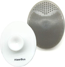 HieerBus Facial Cleansing Brush,Soft Silicone Face Scrubber,Facial Exfoliation Scrub for Massage Pore Cleansing Blackhead Removing Deep Scrubbing for All Kinds of Skins (2ed-White + Grey)