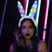 Fashband Light Up Headband LED Bunny Ear Hair Band Flashing Luminous Rabbit Ear Hair Hoop Halloween Festival Costume Party Headwear Hair Accessories for Women and Girls