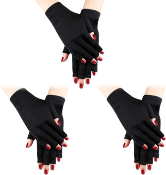 GWAWG 3 Pairs UV Glove Gel Manicures Glove Anti UV Fingerless Gloves Hands from UV Light Lamp Manicure Dryer