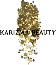 KARIZMA 24K Gold Glitter. 10g Chunky Face Glitter, Hair Glitter, Eye Glitter and Body Glitter for Women. Rave Glitter, Festival Accessories, Cosmetic Glitter Makeup. Loose Glitter Set