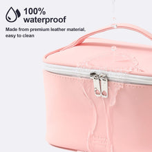 Makeup Bag Portable Travel Cosmetic Bag for Women, Beauty Zipper Makeup Organizer Bag with Inner Pouch PU Leather Washable Waterproof (Pink)