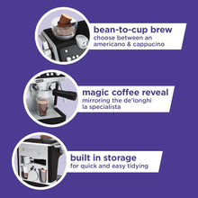 Casdon De'Longhi Toys. Barista Coffee Machine. Toy Kitchen Playset for Kids with Moving Parts, Realistic Sounds and Magic Coffee Reveal. For Children Aged 3+, Silver