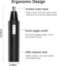 iTauyees Ear and Nose Hair Trimmer Clipper, Professional Painless Eyebrow & Facial Hair Trimmer, Battery-Operated Trimmer with Dual Edge Spinning Blades