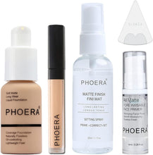 Phoera Foundation Full Coverage Makeup Set - Includes Nude 30ml Matte Foundation, Phoera Concealer (Neutral), 6ml Face Primer, 50ml Setting Spray & Silicone Blender Sponge for Easy Application