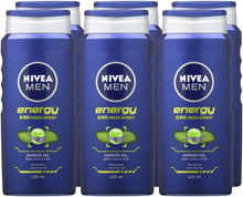 NIVEA MEN Shower Gel Energy (6 x 400ml), Energizing Body Wash with Mint Extract, All-in-1 Shower Gel for Men, Strong NIVEA Men Shower Gel with Fresh Masculine Scent