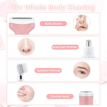 Mcbazel Cordless Electric Lady Shaver, Facial Epilators for Woman, 4 in 1 USB Rechargeable Hair Remover for Face & Body Hair Removal,Eyebrow Trimmer,Armpit, Bikini and Leg - Pink