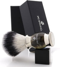 Jag Shaving Shaving Brush - Synthetic Silvertip Shaving Brush - Jag's Lee Range - Elegant Design - Perfect Shaving Brush - for Your Shaving Razor - Green Horn Imitation