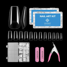 Gel Tips Nail Extension Kit, Fake Nail Tips 624PCS 12 Size with Nails Files Nail Clipper, Transparent Long Coffin False Nails Tips, Uv Nail Lamp Full Cover Gel Tips Kit for DIY Nail Salons Art