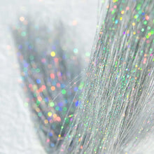 47" Hair Tinsel 800 Glitter Strands Shining Silver Fairy Hair Sparkle Tinsel Hair Extensions Bling for Party, Easy to Apply, Holographic Hair Accessories for Girls (Shining Silver)