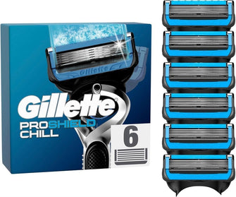 Gillette ProShield Chill Razor Blades, 6 Replacement Blades for Men's Wet Razor with 5-Way Blade