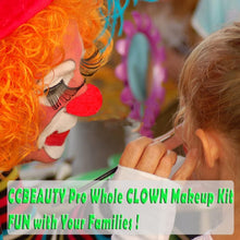 CCbeauty Clown Makeup Kit Professional White Black Red Face Paint Joker Dress Up with 6 Wooden Brushes,Red Nose,Foundation Cream for Vampire Halloween Red Nose Day