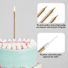 DONQL Birthday Cake Candles 24PCS, Tall Cake Candles, Long Birthday Candles, Thin Cupcake Candles with Holders for Birthday Cake Baby Shower Cake Wedding Party Decoration (24Pcs Champagne)
