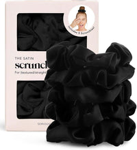 Kitsch Satin Scrunchies - Softer than Silk Scrunchies for Women  Cute Hair Ties & Hair Scrunchies for Hair  Stylish Scrunchie for Teens  Scrunchies for Girls  Ponytail Holders, 5pc (Black)