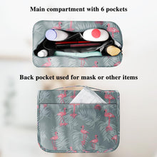 Hanging Toiletry Bag - Travel Portable Wash Bag Makeup Cosmetic Organizer for Women & Girls Waterproof Bathroom Shower Bag for Business Trip, Gym, Vacation & Household (Gray Flamingo)