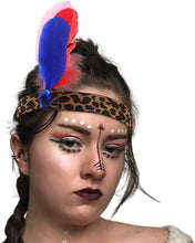 Handcess Indian Feather Headbands Leopard Headdress Native American Feather Headband Carnival Costume Headwear for Women Girls Festival Party