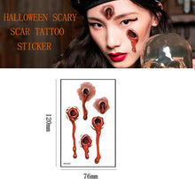 10 Sheets Halloween Scar Tattoos Stickers with Fake Scab Blood,Wound,Zombie Scar,Halloween Face Stickers, for Halloween Party Makeup Prop and Cosplay Halloween Party Game for Party Bag Fillers