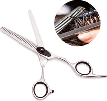 Hairdressing Barber Hair Scissor, Professional Hairdressers Barbers Stainless Steel Hair Cutting Shears for Salon Barbers, Men, Women, Children and Adults (BlackTeeth J292)