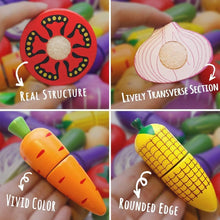 Airlab Wooden Play Food for Kids Kitchen Toys for Toddlers Cutting Pretend Toy Food Wooden Fruits Vegetables Gift for Boys Girls Educational Toys