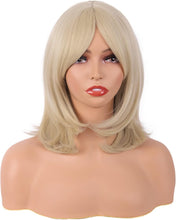 MapofBeauty 18 Inch/45 cm Layered Bangs Straight Synthetic Fiber Shoulder Length Hair Daily Use Wig (Blonde)