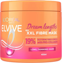 L'Oral Paris Elvive XXL Fibre Mask for Long, Damaged, Thinning Hair, Restorative Treatment with Pro-Collagen, Dream Lengths, 400 ml