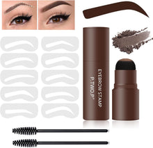 EONFAVE Eyebrow Stencil Kit - Eyebrow Stamp Stencil Kit - Waterproof Brow Stamp Shaping Kit, 3 in 1 Hairline Shadow Powder, Eyebrow Makeup Tools with 10 Reusable Eyebrow Stencils, dark brown