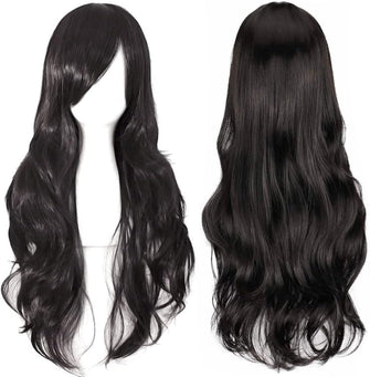 ColorfulPanda Charming Long Black Wigs for Women Girls Natural Curly Wavy Synthetic Hair Cosplay Party Halloween Costume Wig