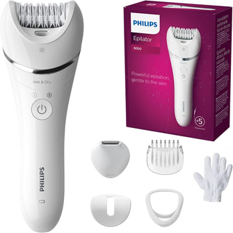 Philips Epilator Series 8000, Wet & Dry hair removal for legs and body, Powerful epilation, 6 accessories, BRE715/01