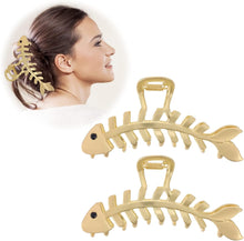 2PCS Fish Bone Hair Clips Metal Hair Claw Clips for Thick Hair Thin Hair Clamp Grab Fish Bone Shape Hair Grip Nonslip Hair Accessories Hair Styling Hairpins for Women