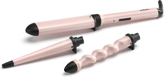 BaByliss Curl & Wave Trio Styler, Multi-styler, Hair waver, Beachy waves, Loose waves, pink 3 in 1 curling wand