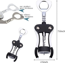Foho Corkscrew Wine Bottle Opener with Bottle Stopper, Waiters Multifunctional Metal Wing Corkscrew for Wine Beer Cap Bottles Opener Remover