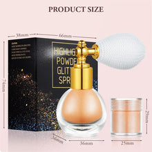 AOOWU Glitter Powder Spray, Shiny Body Glitter Spray for Women, Highlighter Loose Powder Spray, Shimmer Sparkle Powder Makeup Spray for Body, Hair, Face and Clothing