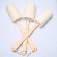 Natural Exfoliating Loofah luffa loofa Bath Brush On a Stick, 9.4'' Wooden Handle Loofah Tubular Sponge Back Brush for Men & Women, Bath Shower Sponge Body Back Scrubber Pack of 1