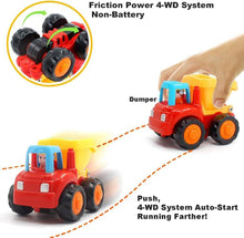 HOLA Toys for 1 Year Old Boys Gifts, 4 Pack Friction Power Kids Digger Trucks Toy Cars for 1+ 2 Year Olds, Early Education Construction Vehicles Toddler Baby Kids Toys for 3 Year Old Boys