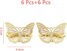 12 Pcs Butterfly Hair Clips, Metal Gold Butterfly Hair Pins Hair Clips Woman Girl Hair AccessoriesRight and Left)