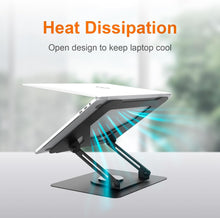 GRIFEMA Laptop Stand for Desk, Foldable Laptop Riser with 360 Swivel Base, Adjustable Height & Angle, Ventilated Computer Stand Compatible with MacBook Air/Pro, Dell, and 11-17.3" Laptops - Black