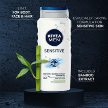 NIVEA MEN Sensitive Shower Gel Pack of 6 (6 x 400ml), Alcohol-Free Sensitive Skin Shower Gel, Gentle Shower Gel for Men, Shower Gel for Irritated Skin