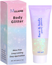 MULAFEE Body Glitter, 50ML Face Glitter Gel, Mermaid Sequins Makeup Glitter Face Paint, Chunky Sparkling Glitter for Eye Lip Hair Nails