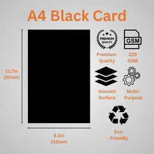 Hawksbill Paper 220GSM Multi-Purpose Black Card  50 Pack of Thick, Premium, Smooth & Crisp Black A4 Card  Thick Card for Making Stationery, Home or Office Use and Arts or Crafts